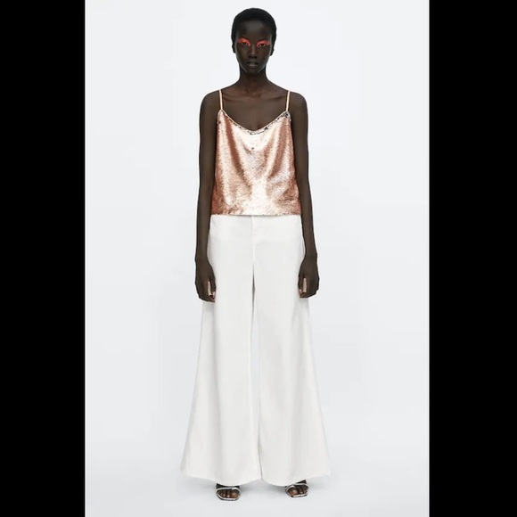 Zara Tops - Zara Knit Sequin Spaghetti Strap Tank Top